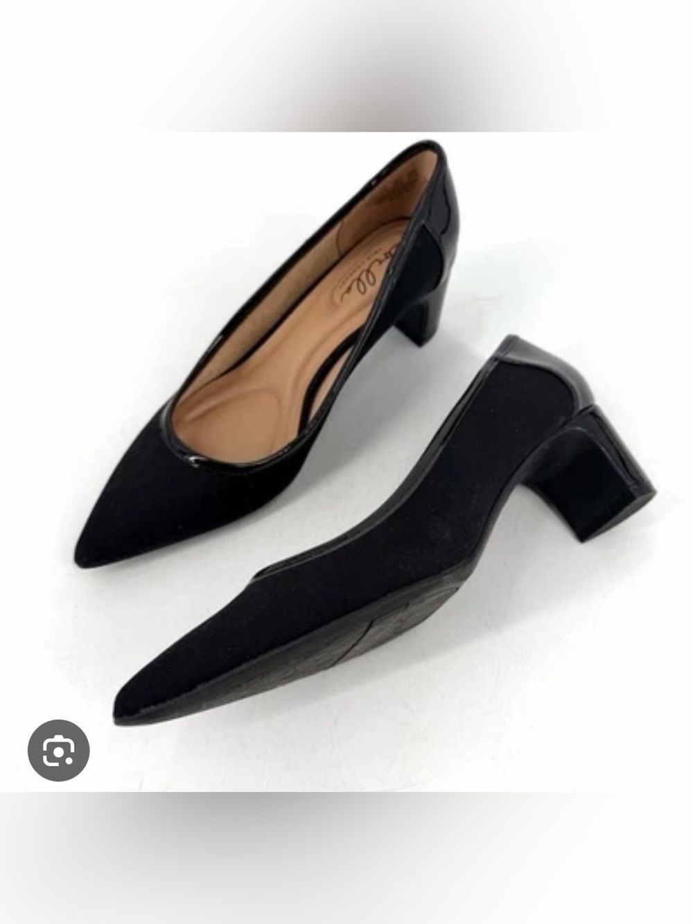 Abella Black Pointed Toe Heels with Metallic Trim